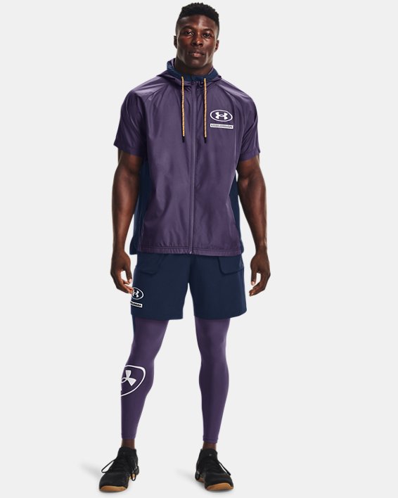 Sweat à capuche et manches courtes entièrement zippé UA Evolution Woven pour homme, Purple, pdpMainDesktop image number 2